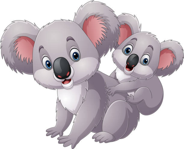 ilustrações de stock, clip art, desenhos animados e ícones de cute mother koala with her baby - koala young animal australia mother