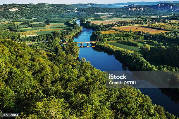 Medieval Bridge Over The Dordogne River Stock Photo - Download Image Now - La Roque-Gageac, Ancient, Aquitaine