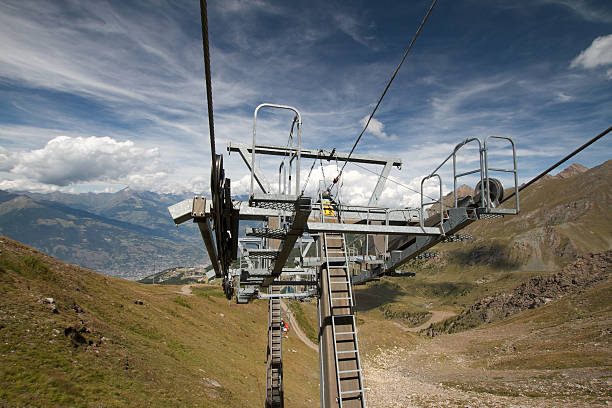 ski lift - Pila Aosta Valley ski lift - Pila Aosta Valley pila stock pictures, royalty-free photos & images