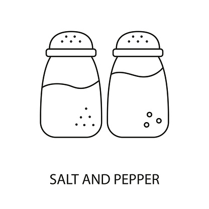 Salt and pepper line icon vector for marks on food packaging.