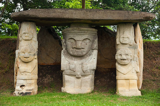Three Ancient Statues stock photo