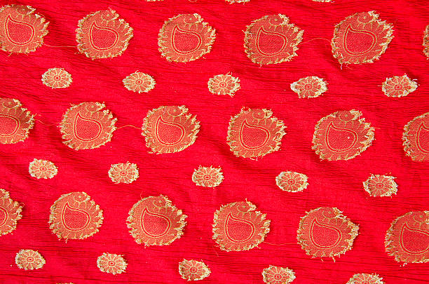 sari silk red ornamental background in India