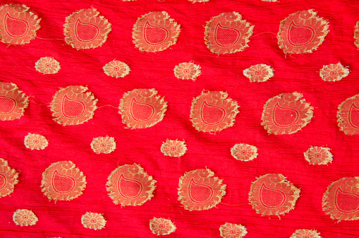 sari silk red ornamental background in India