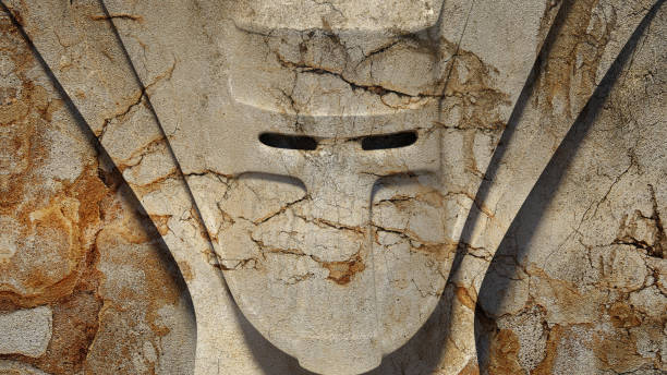 3d rendering of an abstract character face sculpture.The face was sculpted and textured in Cinema 4d