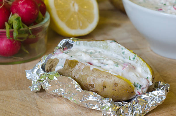 istock Stuffed potatoes with yogurt, radish and lemon 177761813