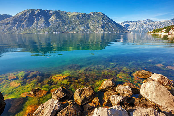 istock Stones beach with sea and mountain 177762494