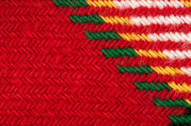 istock Handmade knit green and red background 177762986