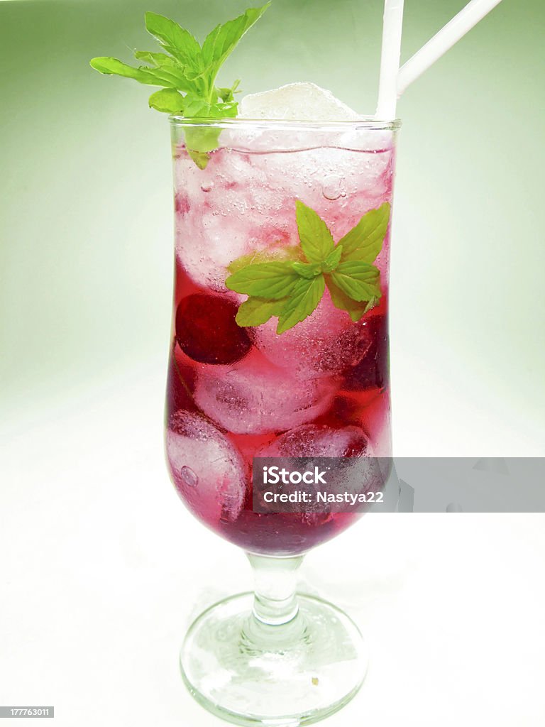 cherry cold lemonade cherry drink lemonade with ice and mint Cocktail Stock Photo