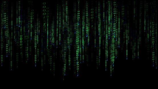 Background image with random numbers representing computer languages