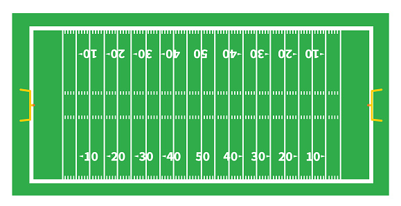 American football field. Soccer field in top view. Team sports recreation background. flat style.