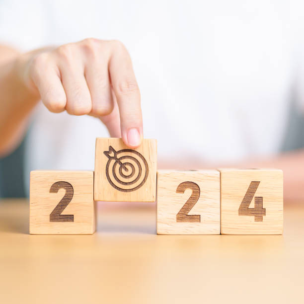 istock 2023 year change to 2024 year block with dartboard icon. Goal, Target, Resolution, strategy, plan, Action, mission, motivation, and New Year start concepts 1777645532