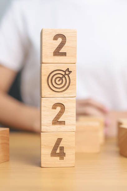 istock 2024 block with dartboard sign. Business Goal, Target, Resolution, strategy, plan, Action motivation, mission, thinking, and New Year start concepts 1777646067
