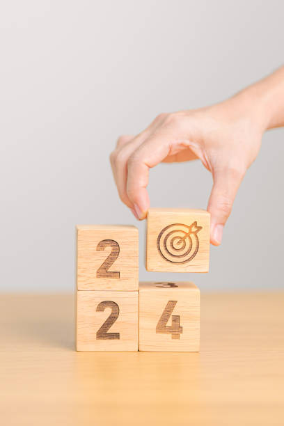 istock 2024 year block with dartboard icon. Goal, Target, Resolution, strategy, plan, Action, mission, motivation, and New Year start concepts 1777646578
