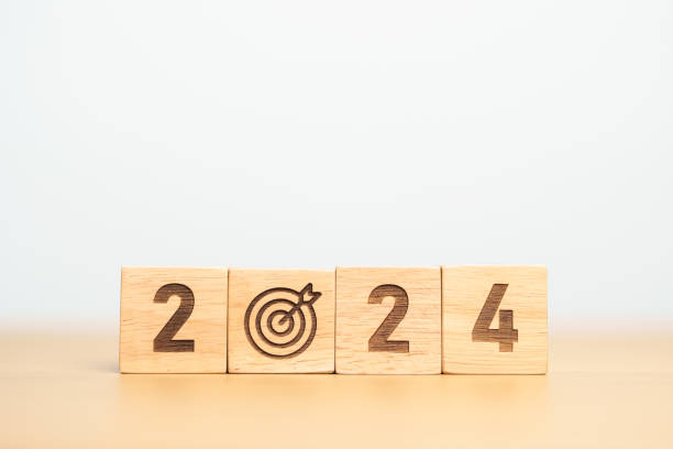 istock 2024 year block with dartboard icon. Goal, Target, Resolution, strategy, plan, Action, mission, motivation, and New Year start concepts 1777647124