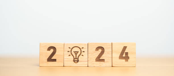 istock 2024 block with lightbulb. Business Idea, Creative, Thinking, brainstorm, Goal, Resolution, strategy, plan, Action, change and New Year start concepts 1777647131
