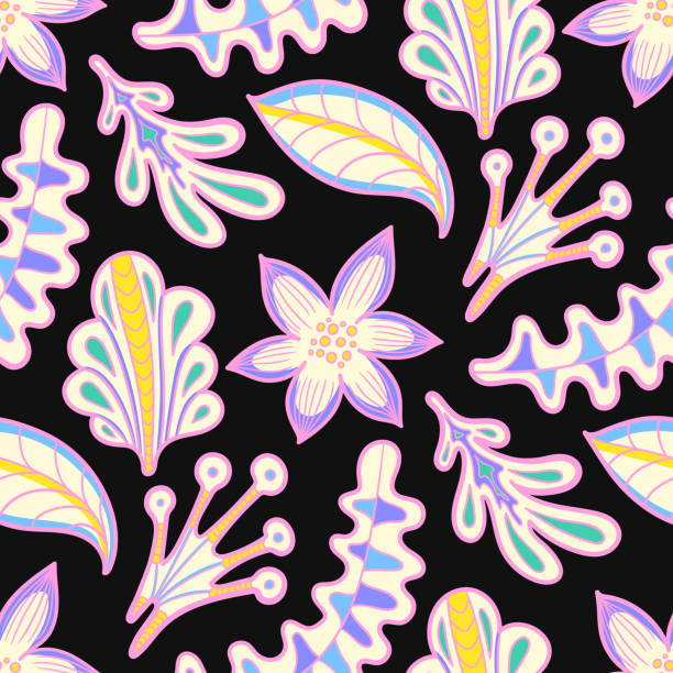 ilustrações de stock, clip art, desenhos animados e ícones de seamless pattern - tree decoration flower carpet