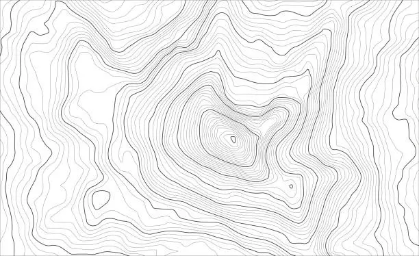 Vector illustration of Background of the topographic map. Topo map with elevation. Geographic line mountain relief. Vector stock illustration