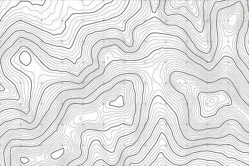 Background of the topographic map. Topo map with elevation. Geographic line mountain relief. Vector illustration
