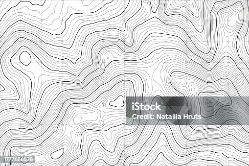 istock Background of the topographic map. Topo map with elevation. Geographic line mountain relief. Vector stock illustration 1777656528