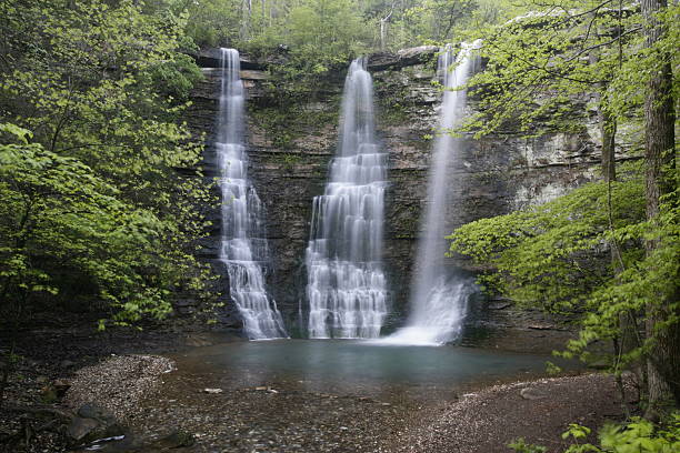 triple falls - waterfall rapid landscape woods stock-fotos und bilder