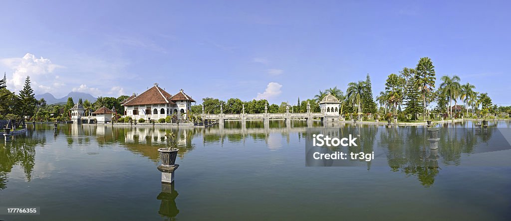 Panorama of Taman Ujung water palace on Bali Panorama of Tirtagangga Taman Ujung water palace on Bali Water Stock Photo