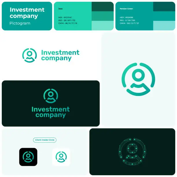 Vector illustration of Investment service gradient line business