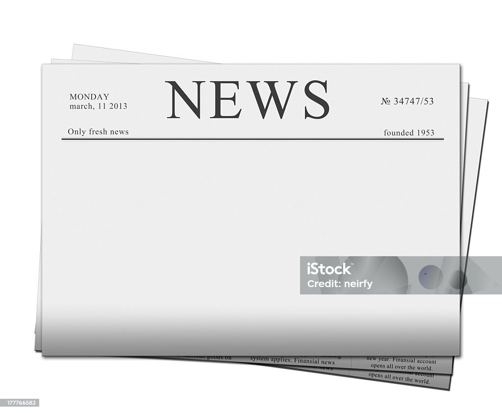 Blank newspaper headline template pile of blank newspapers isolated on white background Newspaper Stock Photo