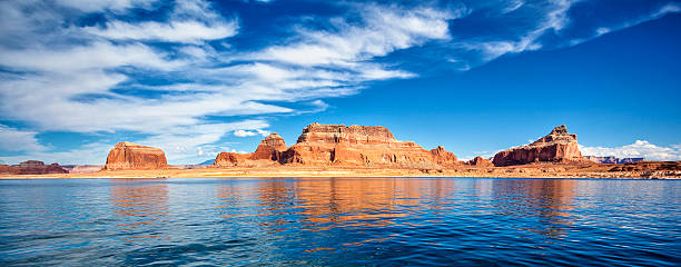 panoramic view on famous lake Powell panoramic view on famous lake Powell, Page, USA lake powell stock pictures, royalty-free photos & images