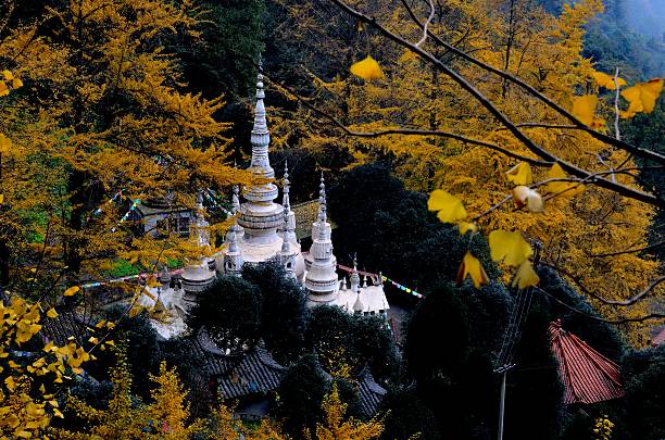 White towers of Baiyan temple stock photo
