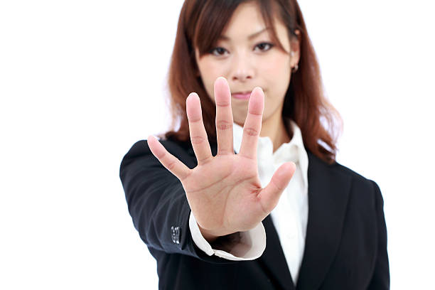 istock Young asian woman shows stop 177768470