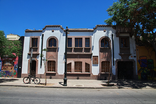 Santiago, Chile - 24 Dec 2019: The vintage house in Barrio Bellavista, Santiago, Chile, South America