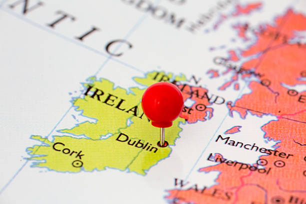 Red Pushpin on Map of Ireland