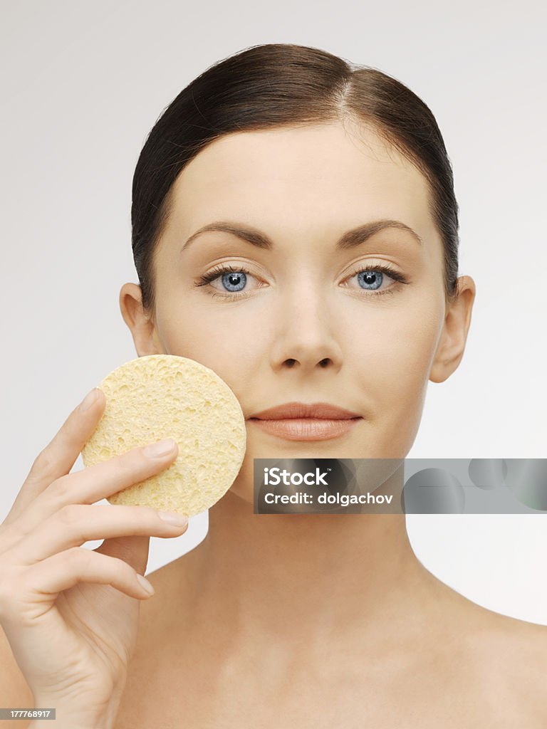woman with sponge bright picture of beautiful woman with sponge Human Face Stock Photo
