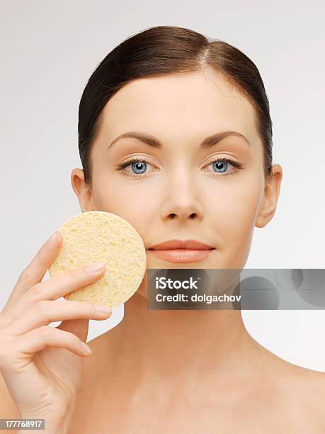Woman With Sponge Stock Photo - Download Image Now - Human Face, Adult, Adults Only