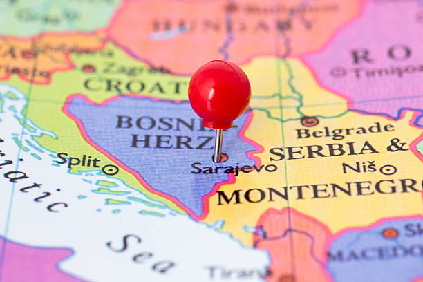 istock Red Pushpin on Map of Bosnia 177768984