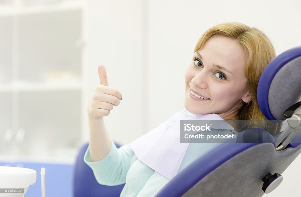 girl in the dental clinic young woman in a dental chair Adult Stock Photo