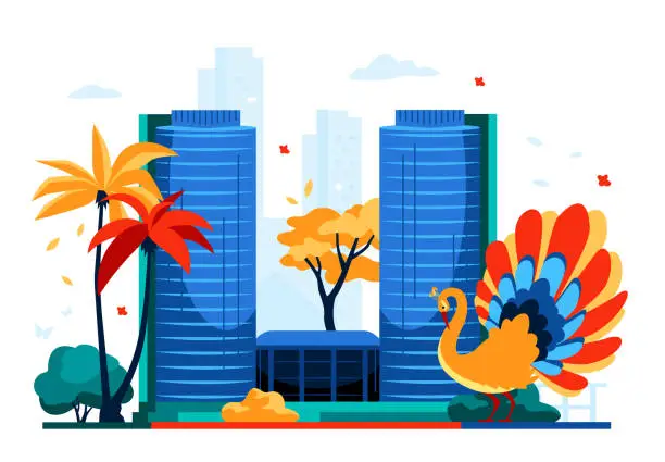 Vector illustration of World Trade Center in Colombo - modern colored vector illustration