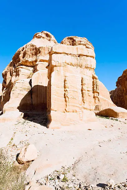 relief of obelisk and Jinn Block in Bab as-Siq, Petra, Jordan