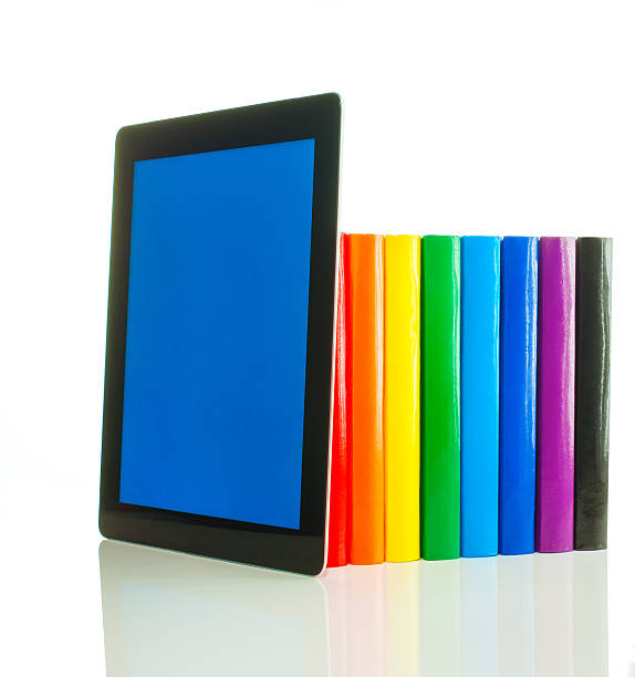 istock Row of colorful books and tablet PC 177769990