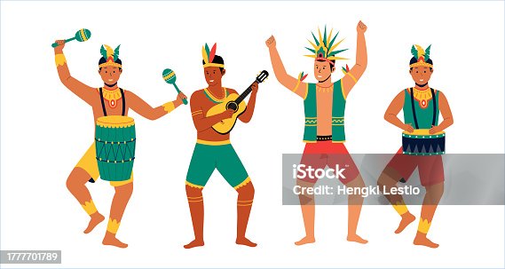 istock Set collection of male Brazilian samba dancers 1777701789