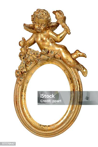 Foto de Moldura Dourada Com Cupido e mais fotos de stock de Anjo - Anjo, Antigo, Antiguidade