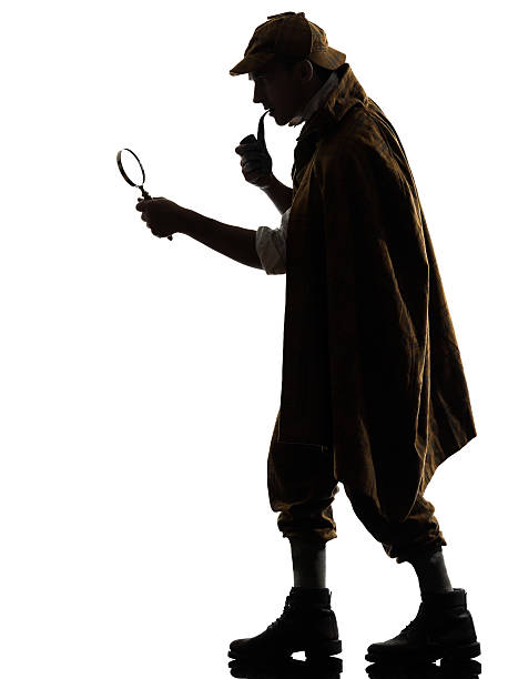 sherlock holmes silhouette in studio on white background