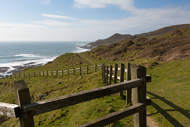 south west coast percorso woolacombe devon, inghilterra in direzione di morte pereira point - woolacombe foto e immagini stock