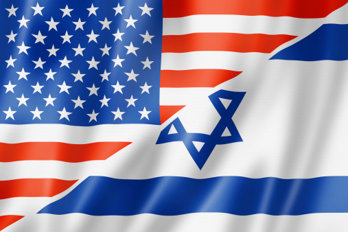 Mixed USA and Israel flag, three dimensional render, illustration