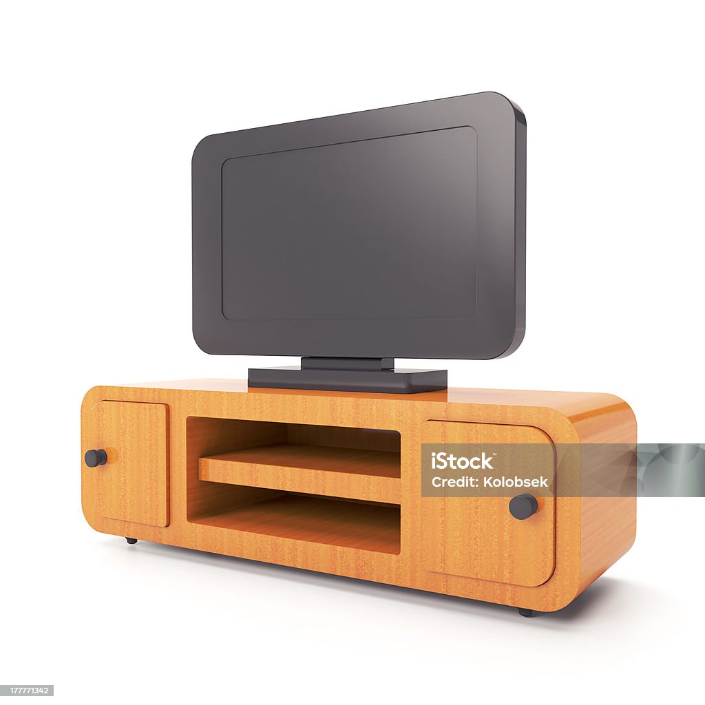 Furniture and home furnishings Furniture and home furnishings. 3d illustration of a TV stand on a white background Computer Monitor Stock Photo