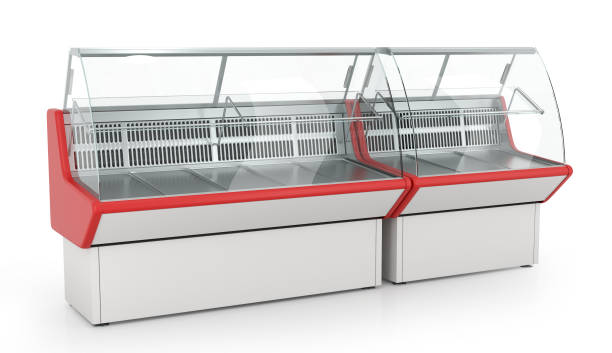 istock Refrigerated display cases for fresh products in a supermarket 1777717286