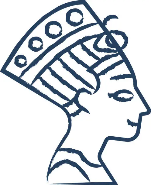 Vector illustration of Nefertiti Bust hand drawn vector illustration