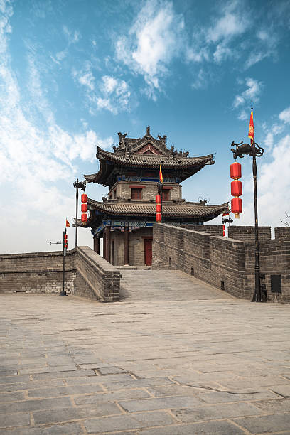 istock ancient turret on city wall in xian 177772190