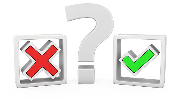 Two options The question mark and symbols of the positive and negative answers checkbox yes asking right stock pictures, royalty-free photos & images