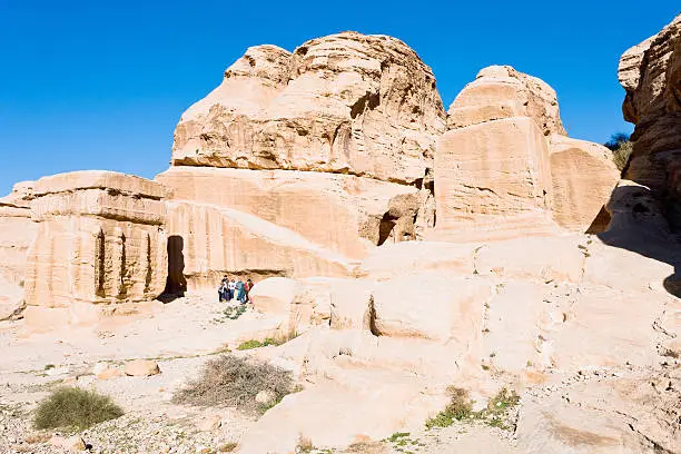 Jinn Blocks and relief of obelisk in Bab as-Siq, Petra, Jordan